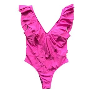 SHEIN Pink Ruffle One Piece Swimsuit | Size XL